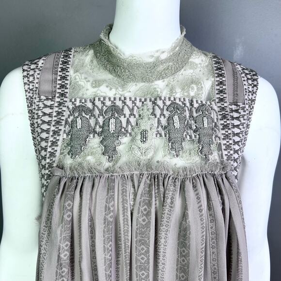 Free People Dress medium Georgette lace sheer Royal Regencycore Fairy babydoll - Picture 5 of 16